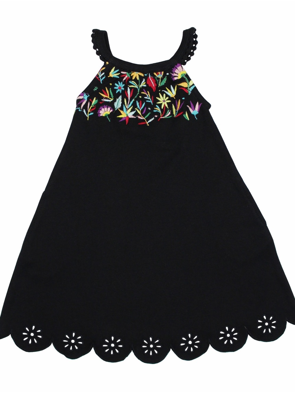 12-18m NWT L’ovedbaby Girls Embroidered Twirl Dress with Pockets- Black Floral